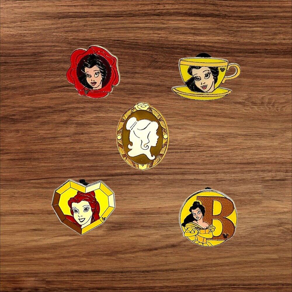 5 Beauty & the Beast Disney Parks Trading Pins, Plus 2 Bonus Pins